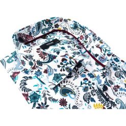 Koszula z krótkim rękawem w unikatowy wzór Mmer 877K. Białe koszule męskie Mmer - Koszule męskie, m, bez wzorów, z elastanu, eleganckie, bez kołnierzyka, z krótkim rękawem. Za 166,50 zł.