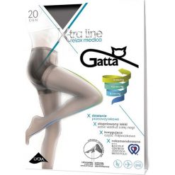 Gatta - Rajstopy X-tra Line Relax Medica 20 DEN. Czarne rajstopy damskie Gatta, bez wzorów. Za 25,90 zł.
