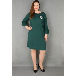 Elegancka sukienka rękaw falbanka suże rozmiary dla puszystych. Żółte sukienki damskie Moda Size Plus Iwanek, na co dzień, na jesień, plus size, bez wzorów, z wiskozy, eleganckie, z falbankami, plus size, bez rękawów, trapezowe. Za 139,00 zł.