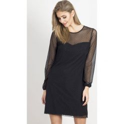 SUKIENKA DOTTY. Czarne sukienki damskie ivon, s, bez wzorów, z poliesteru, z okrągłym kołnierzem, z długim rękawem, długie, maxi, trapezowe. Za 149,00 zł.