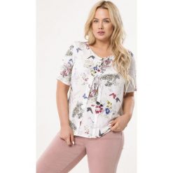 Biała Bluzka Betray. Białe bluzki damskie Born2be, xl, z okrągłym kołnierzem. Za 79,99 zł.