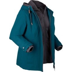 Kurtka funkcyjna 3/4, z bluzą z polaru bonprix niebieskozielono-szary. Niebieskie bluzy damskie bonprix, s, bez wzorów, z polaru, bez kaptura. Za 269,99 zł.