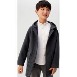 Mango Kids - Płaszcz dziecięcy Marty 110-164 cm. Szare kurtki chłopięce Mango Kids, bez wzorów, z elastanu, z kapturem. Za 229,90 zł.