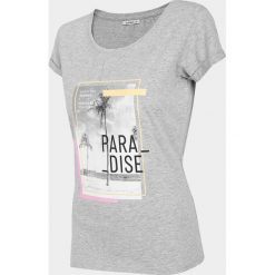 T-shirt damski TSD606 - chłodny jasny szary melanż - Outhorn. Szare koszulki damskie Outhorn, bez wzorów, bez kołnierzyka, bez rękawów. Za 39,99 zł.