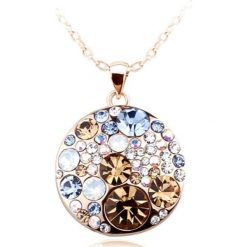 Naszyjniki damskie: Pozłacany naszyjnik z kryształkami Swarovski – dł. 42 cm