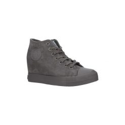 Buty Big Star Szare sneakersy trampki sznurowane na koturnie BB274091. Szare sneakersy damskie marki BIG STAR. Za 98,99 zł.