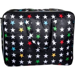 Torba podróżna w kolorze czarnym ze wzorem - (S)50 x (W)38 x (G)18 cm. Czarne torby podróżne w paski, z materiału. W wyprzedaży za 159,95 zł.