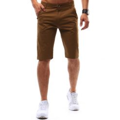 T-shirty męskie: Krótkie spodenki szorty męskie brązowe (sx0463)