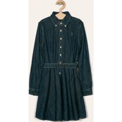 Polo Ralph Lauren - Sukienka dziecięca 140-158 cm. Niebieskie sukienki dziewczęce Polo Ralph Lauren, w paski, z bawełny, casualowe, z długim rękawem, długie, mini, rozkloszowane. W wyprzedaży za 329,90 zł.