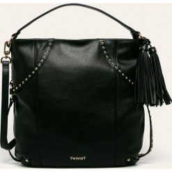 Twinset - Torebka. Czarne torby damskie na zakupy Twinset, bez wzorów, z poliesteru, na ramię, duże, bez dodatków. W wyprzedaży za 499,90 zł.