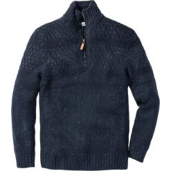 Golfy męskie: Sweter ze stójką Regular Fit bonprix ciemnoniebieski melanż