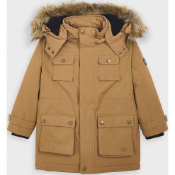 Mayoral - Parka dziecięca 92-134 cm. Niebieskie kurtki chłopięce Mayoral, bez wzorów, z elastanu, długie, z kapturem. Za 255,90 zł.