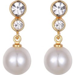 Pozłacane kolczyki-wkrętki z perłami i kryształkami Swarovski. Żółte kolczyki damskie Park Avenue, z perłą, złote. W wyprzedaży za 45,95 zł.