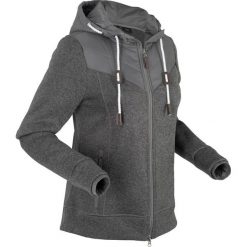 Bluza dzianinowa z polaru, długi rękaw bonprix szary melanż. Szare bluzy damskie bonprix, bez wzorów, z dzianiny, z długim rękawem, długie, bez kaptura. Za 149,99 zł.