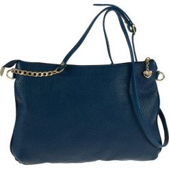 Torebki klasyczne damskie: Skórzana torebka w kolorze niebieskim – 30 x 21 x 4 cm