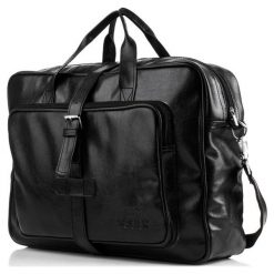 LUISE Czarna torba męska na ramię Solier vintage. Czarne torby na laptopa marki Solier, w paski, z tkaniny, na ramię. Za 179,00 zł.