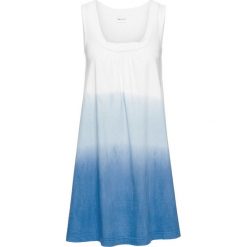 Sukienka plażowa bonprix biało-niebieski. Białe sukienki damskie bonprix, na plażę, bez wzorów, z okrągłym kołnierzem, bez rękawów. Za 64,99 zł.
