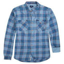 Koszula w kolorze niebieskim ze wzorem. Pomarańczowe koszule męskie Pepe Jeans, Mexx, Pierre Cardin, xs, w kratkę, z bawełny, button down, bez rękawów. W wyprzedaży za 129,95 zł.