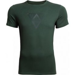 T-shirt męski TSM624 - ciemna zieleń - Outhorn. Żółte koszulki męskie Outhorn, m, z nadrukiem, z bawełny, bez kołnierzyka. W wyprzedaży za 29,99 zł.
