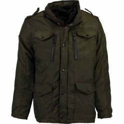 Parka "Divergence" w kolorze khaki. Brązowe parki męskie marki Geographical Norway Men, m, z aplikacjami. W wyprzedaży za 454,95 zł.