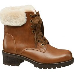Botki damskie Highland Creek brązowe. Brązowe botki damskie na obcasie marki Highland Creek, z jeansu, na sznurówki. Za 159,90 zł.
