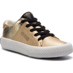 Tenisówki GUESS - Lara FILAR3 ELE12 GOLD. Żółte trampki dziewczęce Guess, z aplikacjami, z gumy, na sznurówki. Za 239,00 zł.