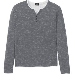 Shirt z dekoltem "henley" 2 w 1 bonprix dymny szary melanż. Szare koszulki męskie bonprix, s, bez wzorów, bez kołnierzyka, bez rękawów. Za 54,99 zł.