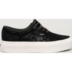 Vans - Tenisówki skórzane. Czarne trampki i tenisówki damskie Vans, bez wzorów, ze skóry, na sznurówki. Za 369,90 zł.