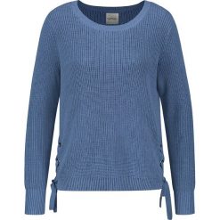 Sweter w kolorze niebieskim. Niebieskie swetry damskie Taifun, s, bez wzorów, z bawełny, bez rękawów, bez kaptura. W wyprzedaży za 192,95 zł.