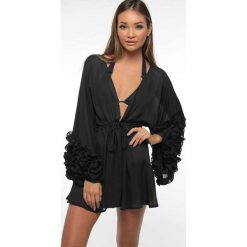 Tunika plażowa EDITA BLACK. Czarne parea damskie Tunika plażowa EDITA BLACK, na plażę, s, bez wzorów, bez kołnierzyka, bez rękawów. W wyprzedaży za 99,00 zł.