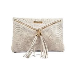 Torebki klasyczne damskie: Skórzana torebka w kolorze beżowym – (S)29 x (W)19 cm
