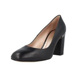 Buty ślubne damskie: Skórzane czółenka w kolorze czarnym