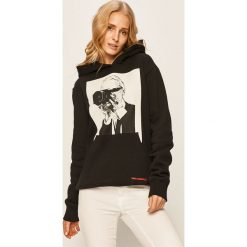 Karl Lagerfeld - Bluza. Białe bluzy damskie KARL LAGERFELD, s, z nadrukiem, z bawełny, bez rękawów, z kapturem. Za 1049,00 zł.