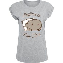 Pusheen Anytime Is Nap Time Koszulka damska odcienie szarego. Szare bluzki z odkrytymi ramionami marki Sinsay, l, z dekoltem na plecach. Za 79,90 zł.