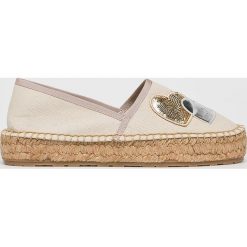 Love Moschino - Espadryle. Brązowe espadryle damskie Love Moschino, bez wzorów, z gumy, bez obcasa, na obcasie. W wyprzedaży za 429,90 zł.