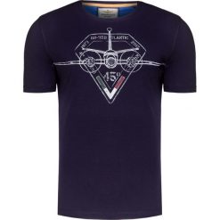 T-shirt AERONAUTICA MILITARE Niebieski. Niebieskie t-shirty męskie marki Aeronautica Militare, z nadrukiem, z bawełny, militarne, z okrągłym kołnierzem. Za 250,00 zł.