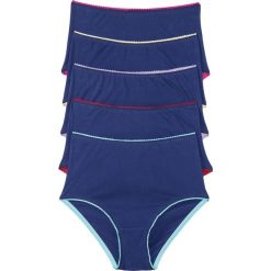 Figi z wysoką talią (5 par) bonprix niebiesko-kolorowy. Niebieskie figi damskie marki bonprix, w kolorowe wzory. Za 49,95 zł.