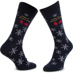Skarpety Wysokie Męskie DOTS SOCKS - DTS-SX-107-X Granatowy. Niebieskie skarpetki męskie Dots Socks, z bawełny. Za 19,90 zł.