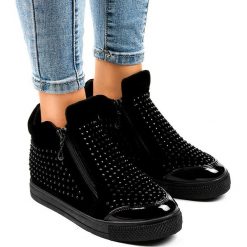 Czarne sneakersy na koturnie z suwakami R51-1. Czarne sneakersy damskie ButyModne. Za 75,19 zł.