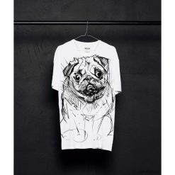 Pug Dog t-shirt man. T-shirty męskie Pakamera, m, bez wzorów, z wiskozy, klasyczne, z klasycznym kołnierzykiem. Za 129,00 zł.