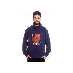 POPPY FISH by NRK bluza męska dark blue. Niebieskie bluzy męskie Slogan ubrania ekologiczne, etyczne i wegańskie, s, z nadrukiem, z bawełny, street, z kominem, bez rękawów, bez kaptura. Za 289,00 zł.