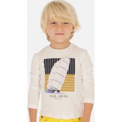 Mayoral - Longsleeve dziecięcy 92-134 cm. Białe t-shirty chłopięce Mayoral, z nadrukiem, z bawełny, z długim rękawem. Za 64,90 zł.