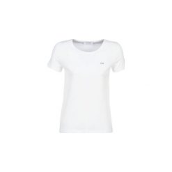 T-shirty z krótkim rękawem Lacoste TF3080. Białe t-shirty damskie Lacoste, bez wzorów, bez kołnierzyka. Za 219,00 zł.