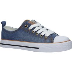 Niebieskie trampki jeansowe sznurowane american lh-18-dsln-3/4. Niebieskie trampki dziewczęce American, bez wzorów, z jeansu, na sznurówki. Za 69,99 zł.