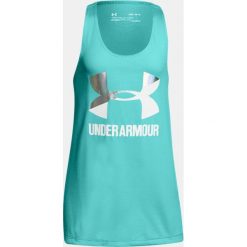 Topy sportowe damskie: Under Armour Koszulka damska UA Big Logo Slash Tank turkusowa r. S (1301883-425)