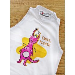 Koszulka High Neck SMILE. Białe koszulki damskie Pakamera, z nadrukiem, z bawełny. Za 149,00 zł.