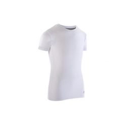 Koszulka krótki rękaw do tańca dla chłopców biała. Białe t-shirty chłopięce DOMYOS, bez wzorów, z elastanu, z krótkim rękawem. Za 44,99 zł.
