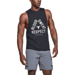 Under Armour Project Rock Blood Sweat Respect Podkoszulek Czarny. Czarne podkoszulki męskie Under Armour, xxl, z nadrukiem, z elastanu, bez rękawów. Za 171,95 zł.