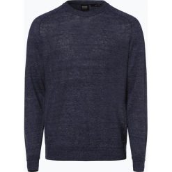 BOSS Casual - Męski sweter z lnu – Kasivol, niebieski. Niebieskie swetry męskie marki BOSS Casual, xxl, bez wzorów, z dzianiny, casualowe, bez kołnierzyka, bez kaptura. Za 595,95 zł.