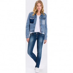 Dżinsy "Melissa" - Skinny fit - w kolorze niebieskim. Niebieskie rurki damskie marki Cross Jeans, z aplikacjami. W wyprzedaży za 136,95 zł.